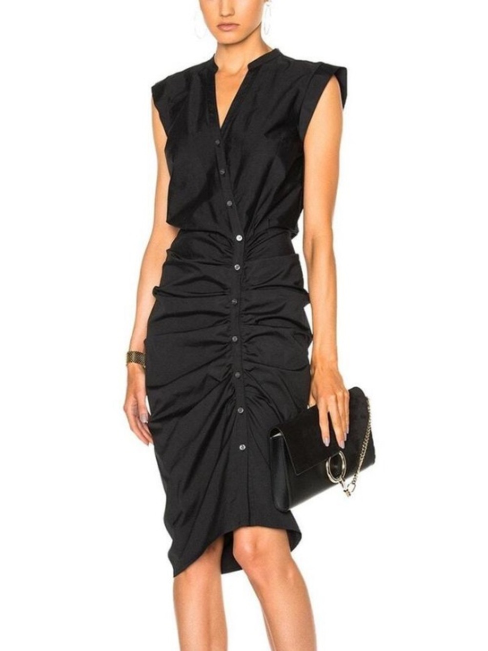 Veronica Beard āRuched Shirt Dressā in Black. Size 4.